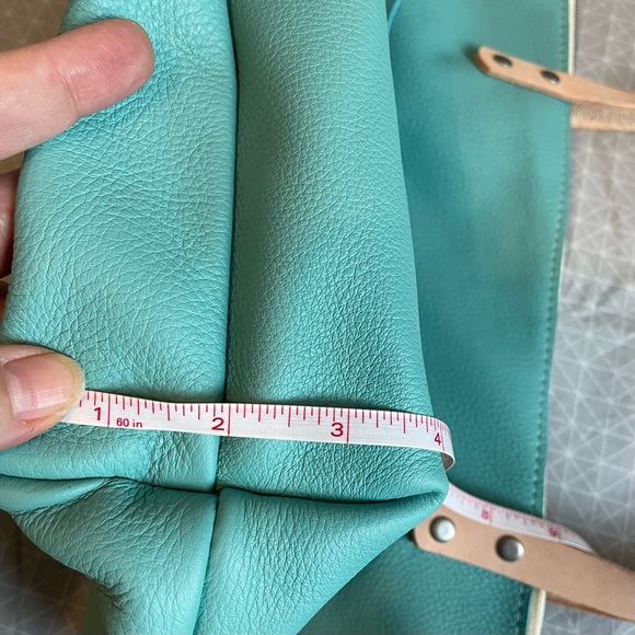 852 Leathers Handcrafted Small Zipper Tote in Aqua Leather/Natural Strap - Picture 12 of 13